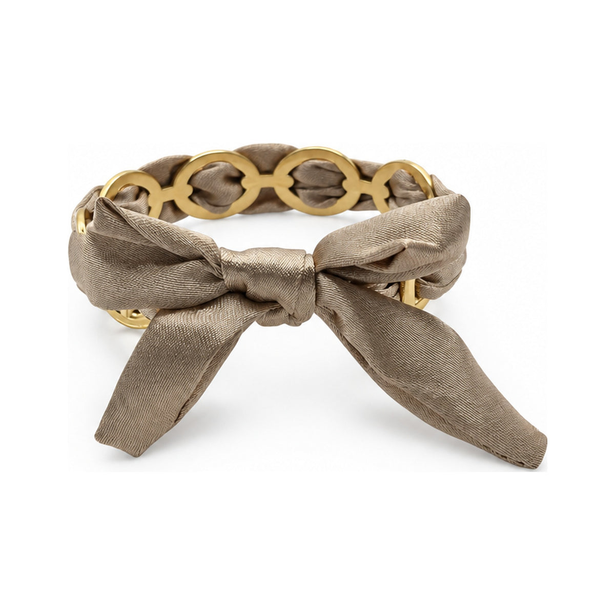 Bracelet ruban noué taupe