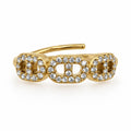 Bague maillons rectangles pavés réglable dorée