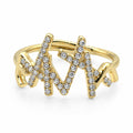Bague zigzag pavée réglable, dorée