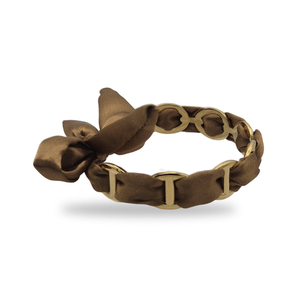 Bracelet ruban noué bronze, profil