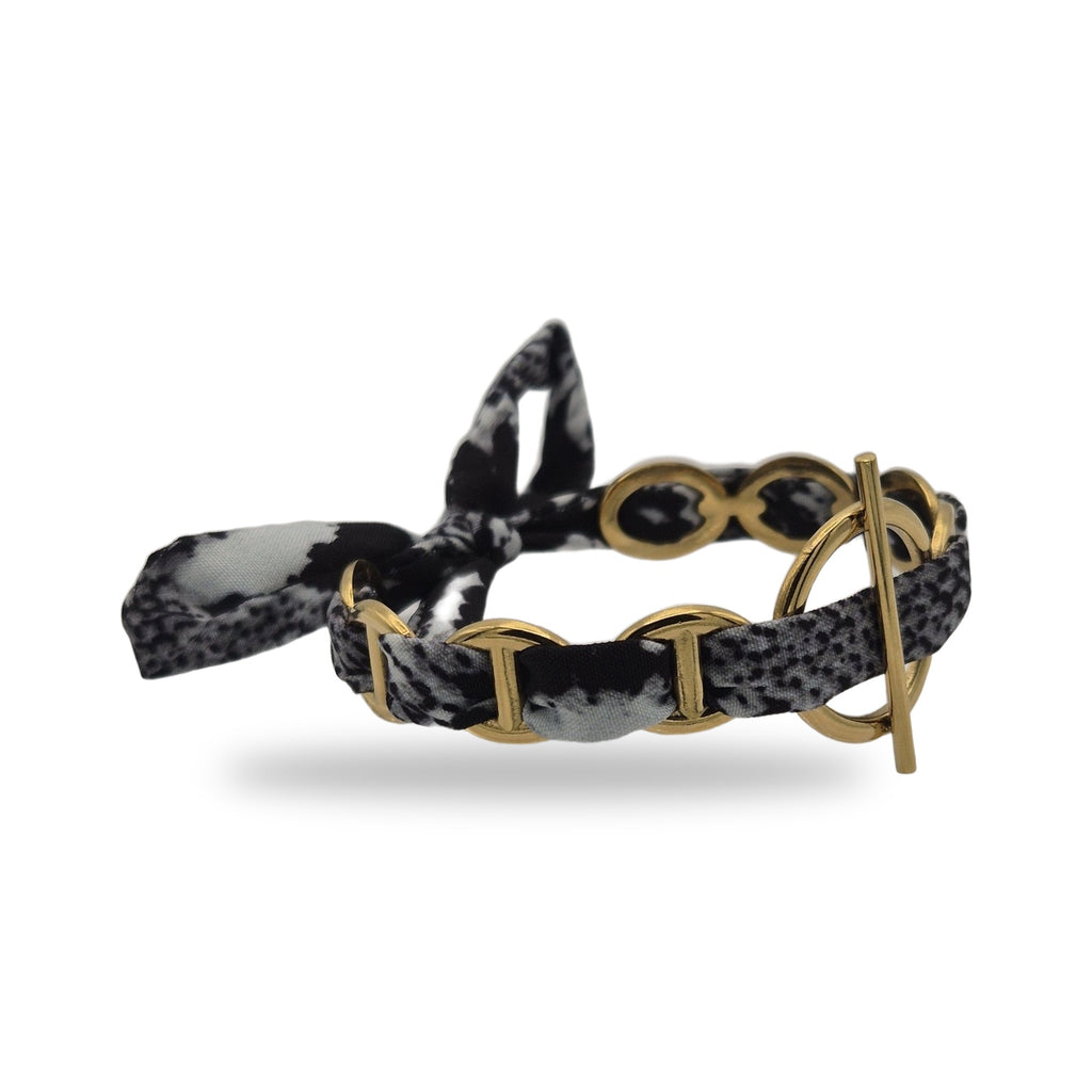 Bracelet ruban serpent, vue de profil avec fermoir barre