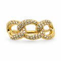 Bague gourmette pavée réglable dorée