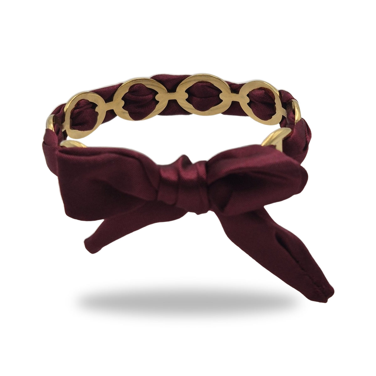 Bracelet ruban noué bordeaux
