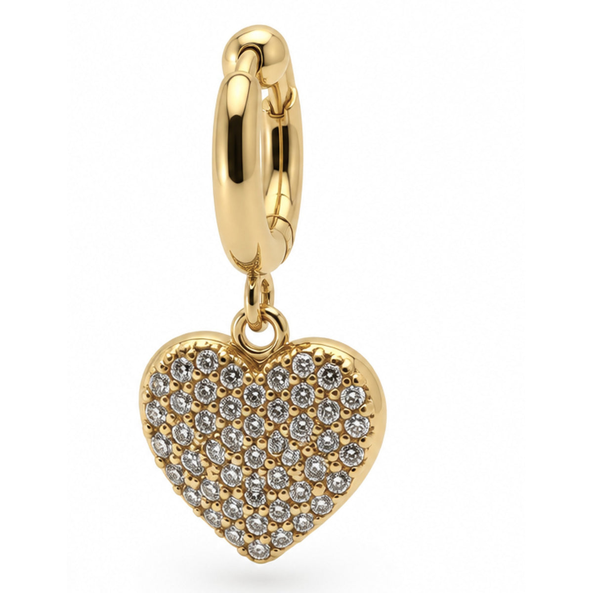 Boucles d'oreilles Cœur Pavé dorées, détail