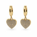Boucles d'oreilles Cœur Pavé dorées, vue de face