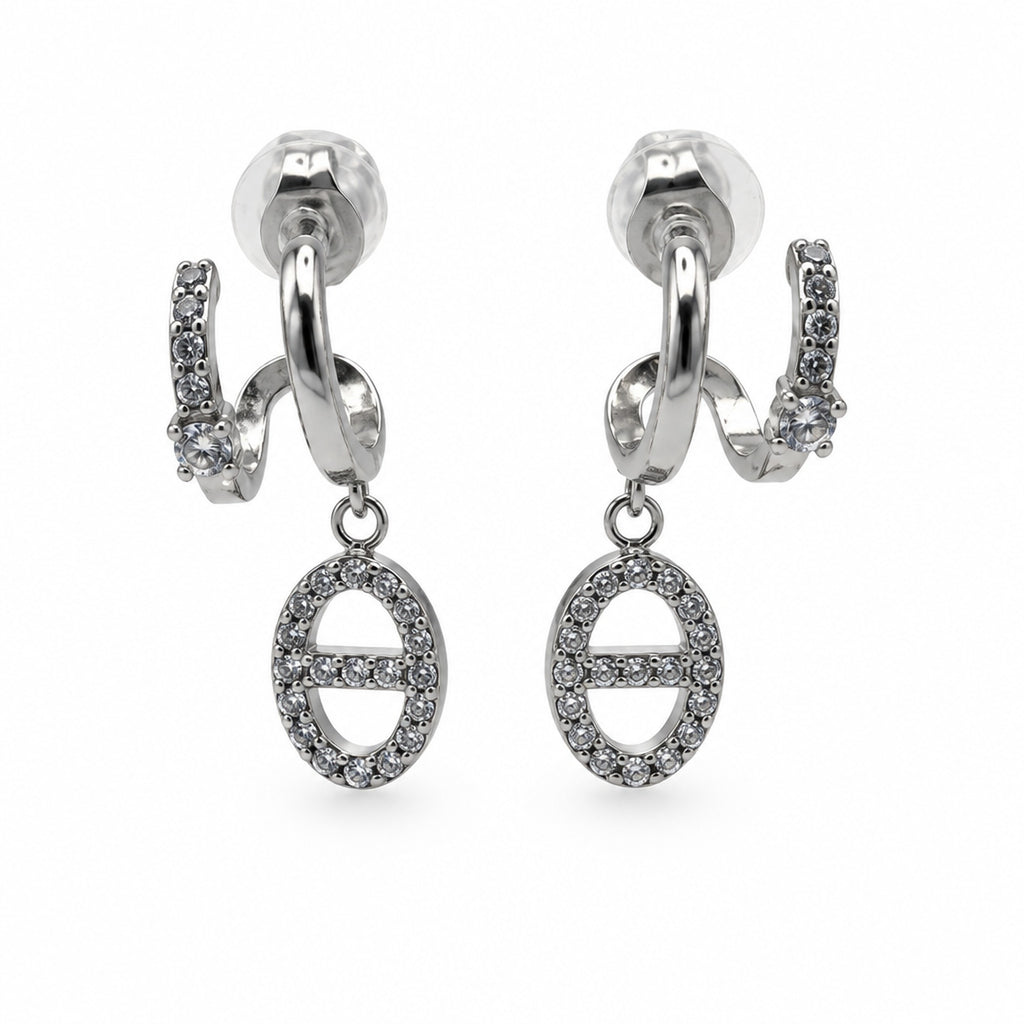 Boucles d'oreilles Ancre Scintillante argentées, vue de face