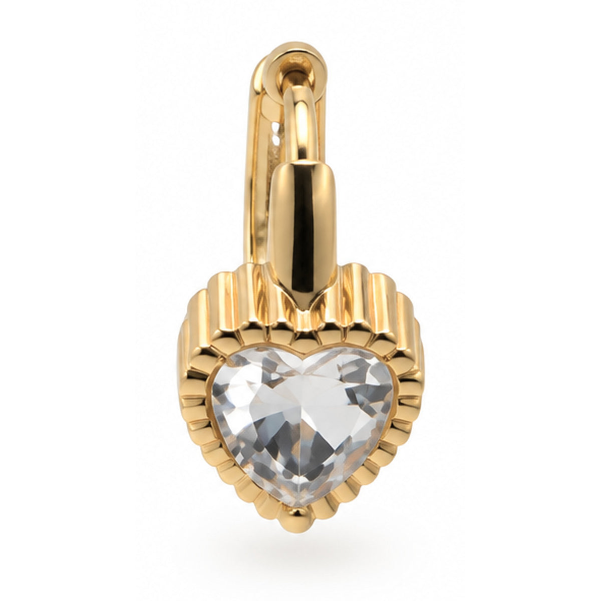 Créoles Cœur Cristal dorées, détail