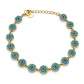 Bracelet œil rond pavé turquoise-bleu, acier 316L doré