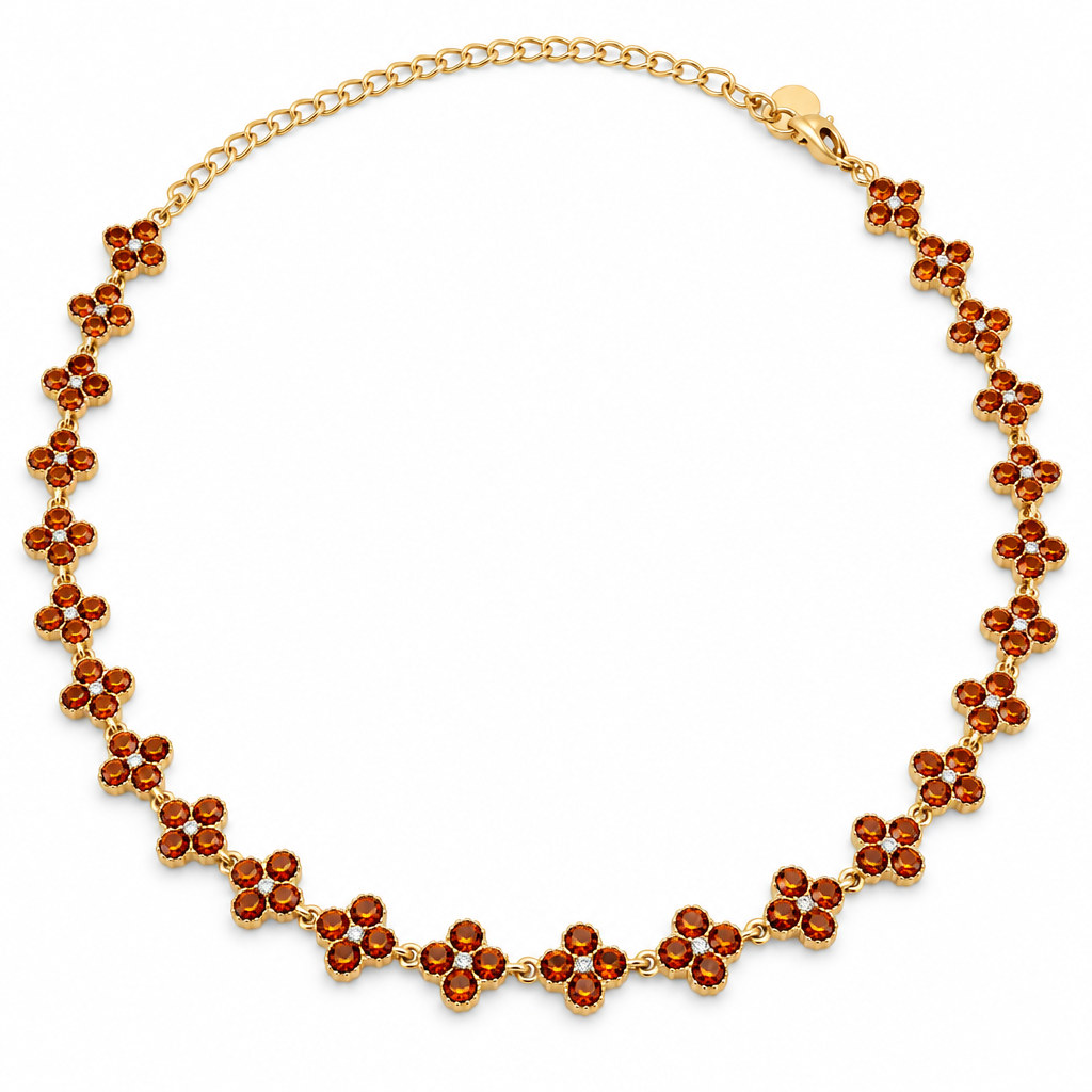 Collier trèfles cristal ambre
