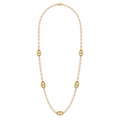 Sautoir perles champagne, acier 316L doré - Debo Bijoux