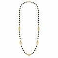 Sautoir perles noires facettées, acier 316L doré - Debo Bijoux