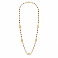 Sautoir perles caramel, acier 316L doré - Debo Bijoux