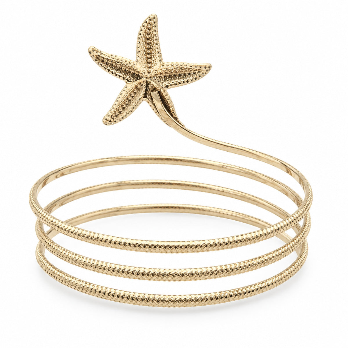 Bracelet spirale étoile de mer doré, vue de face
