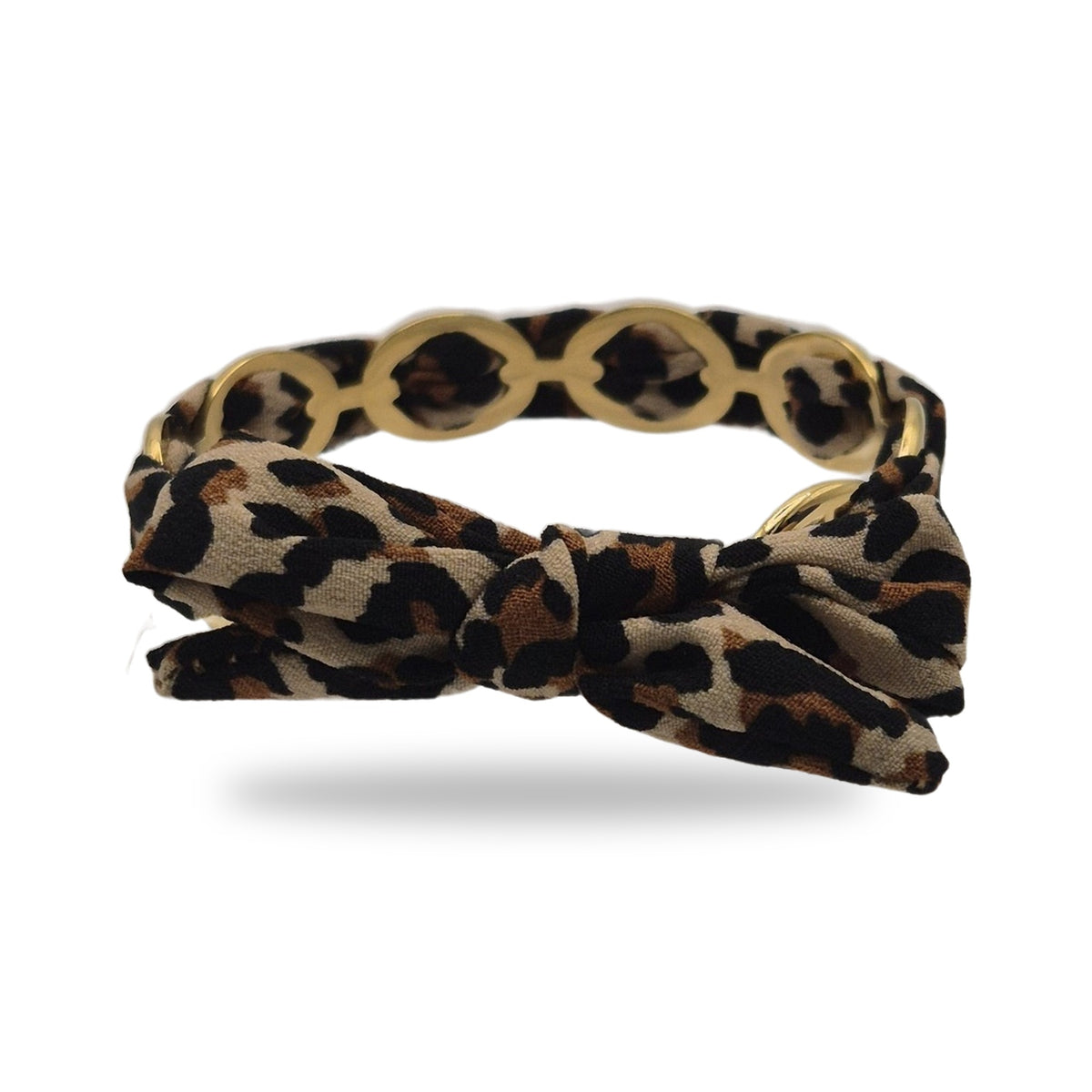 Bracelet ruban noué léopard