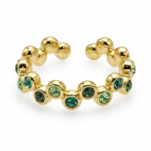 Bague bulles serties réglable, coloris vert