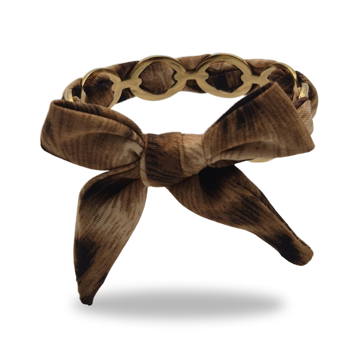 Bracelet ruban noué marbré marron