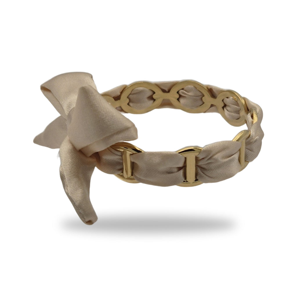 Bracelet ruban noué champagne, profil