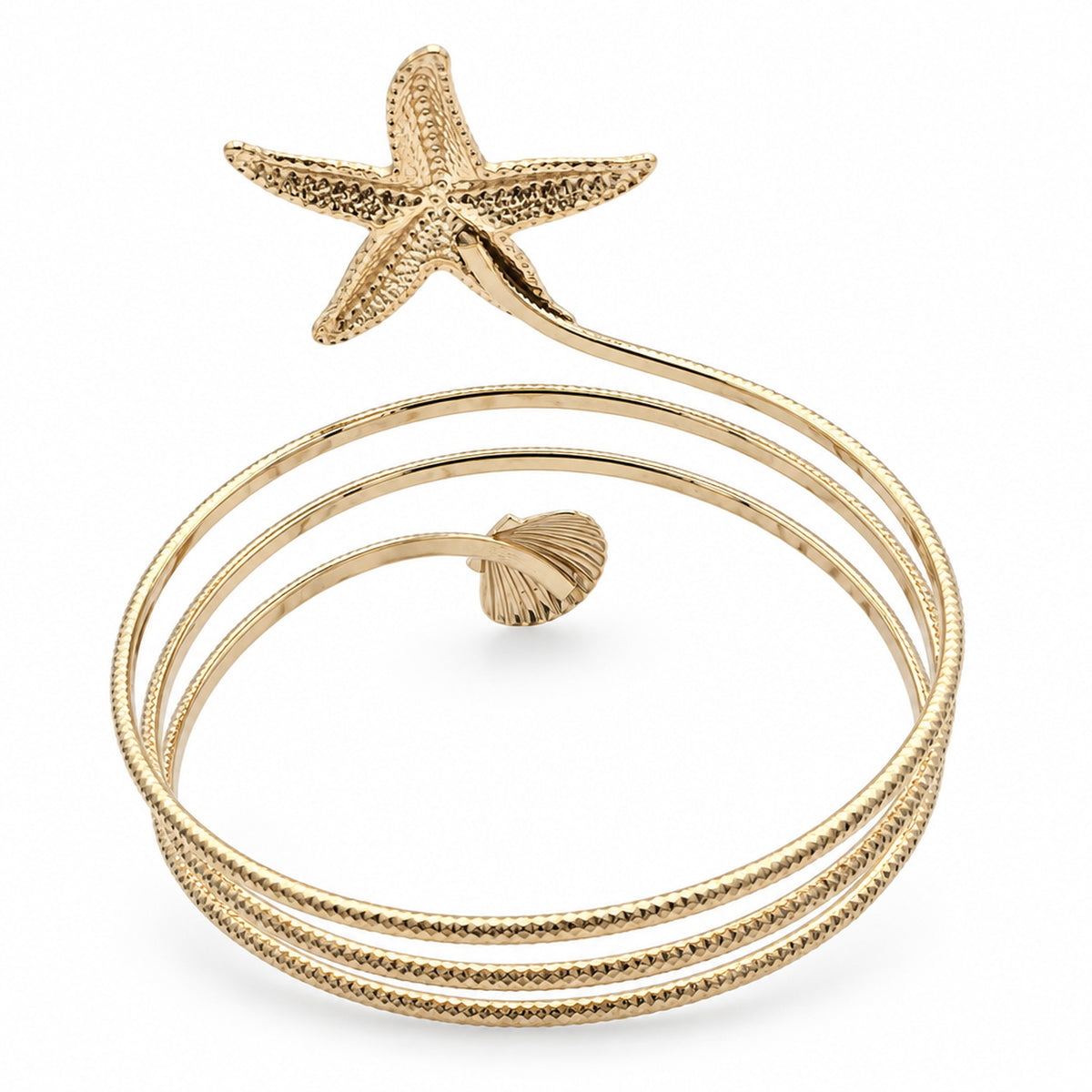 Bracelet spirale étoile de mer doré, vue de dessus