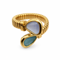 Bague toi et moi réglable bleu, vue de face