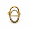 Bague grand maillon pavé réglable dorée, vue de face