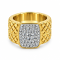 Bague matelassée pavée dorée, vue de face