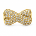 Bague croisée pavée dorée, vue de face