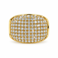 Bague coussin pavée dorée, vue de face