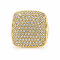 Bague carrée pavée dorée, vue de face