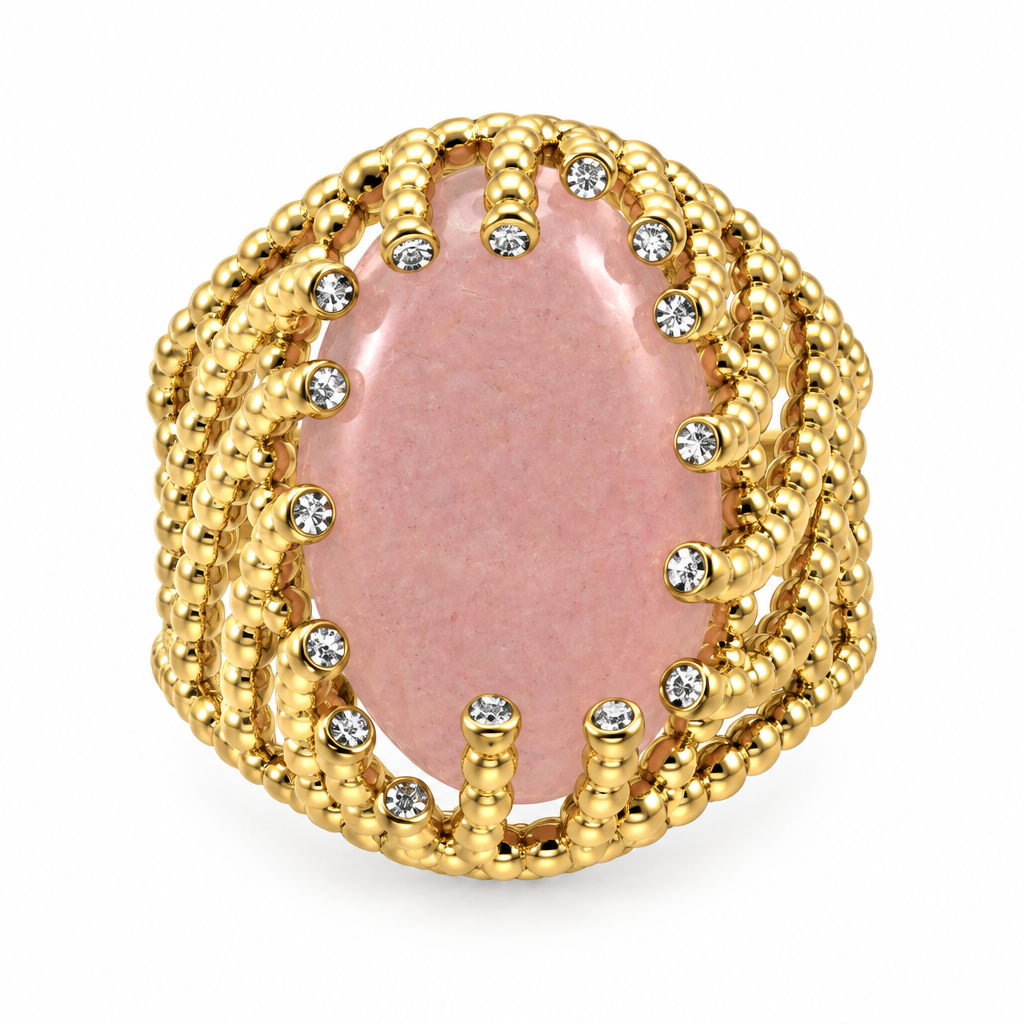 Bague cabochon ovale rose