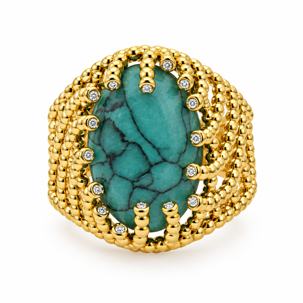 Bague cabochon ovale turquoise