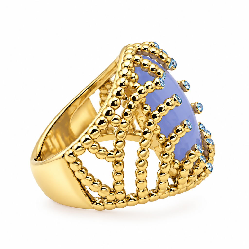 Bague cabochon ovale, autre vue de côté