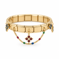 Bracelet italien fleurs multicolores, vue de face