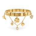 Bracelet italien trèfles et strass — modèle 1, vue de face