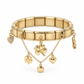 Bracelet italien trèfles et médaillon, vue de face