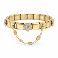 Bracelet italien fleur strass et filigrane, vue de face