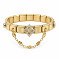 Bracelet italien losange strass et filigrane, vue de face