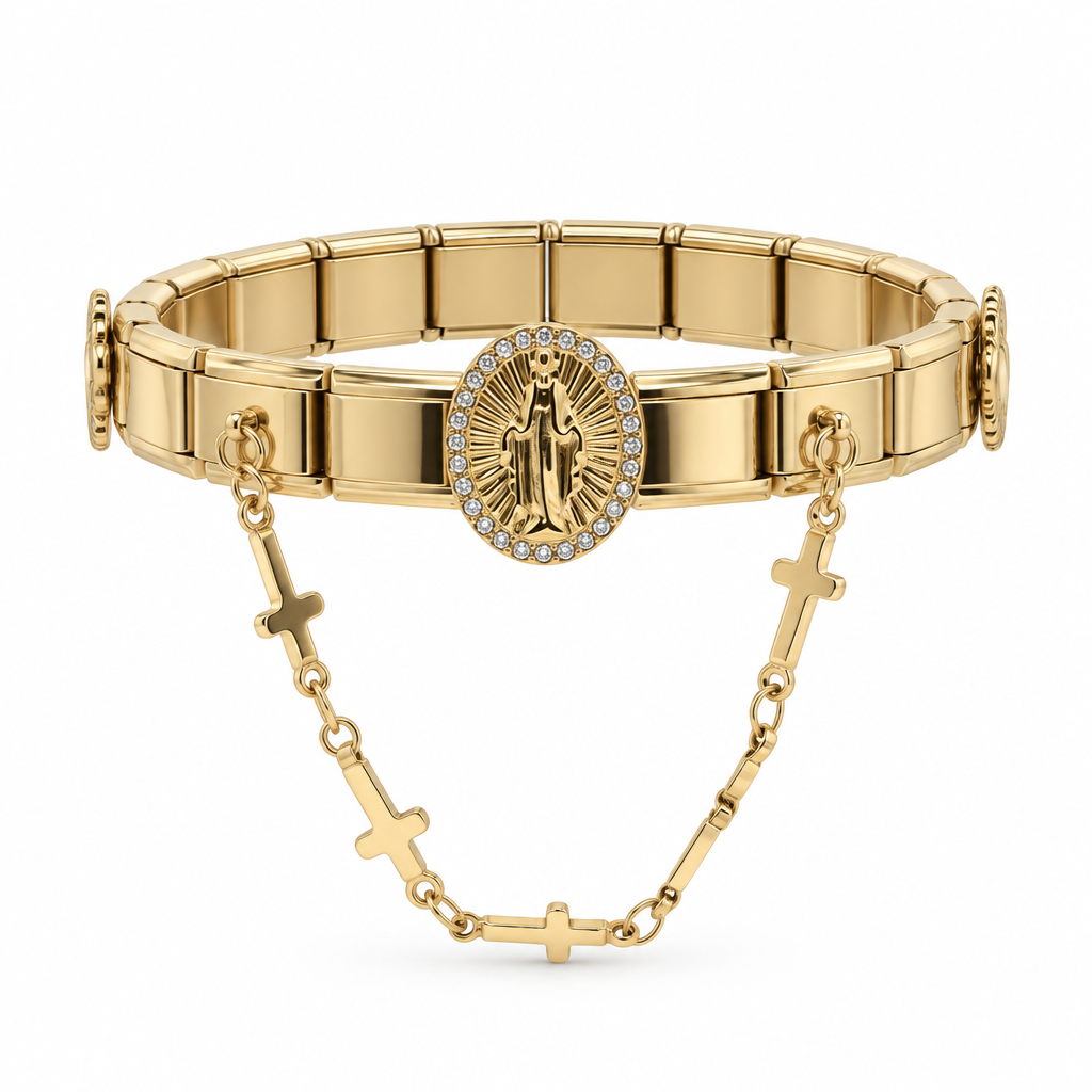 Bracelet italien Vierge Marie, vue de face