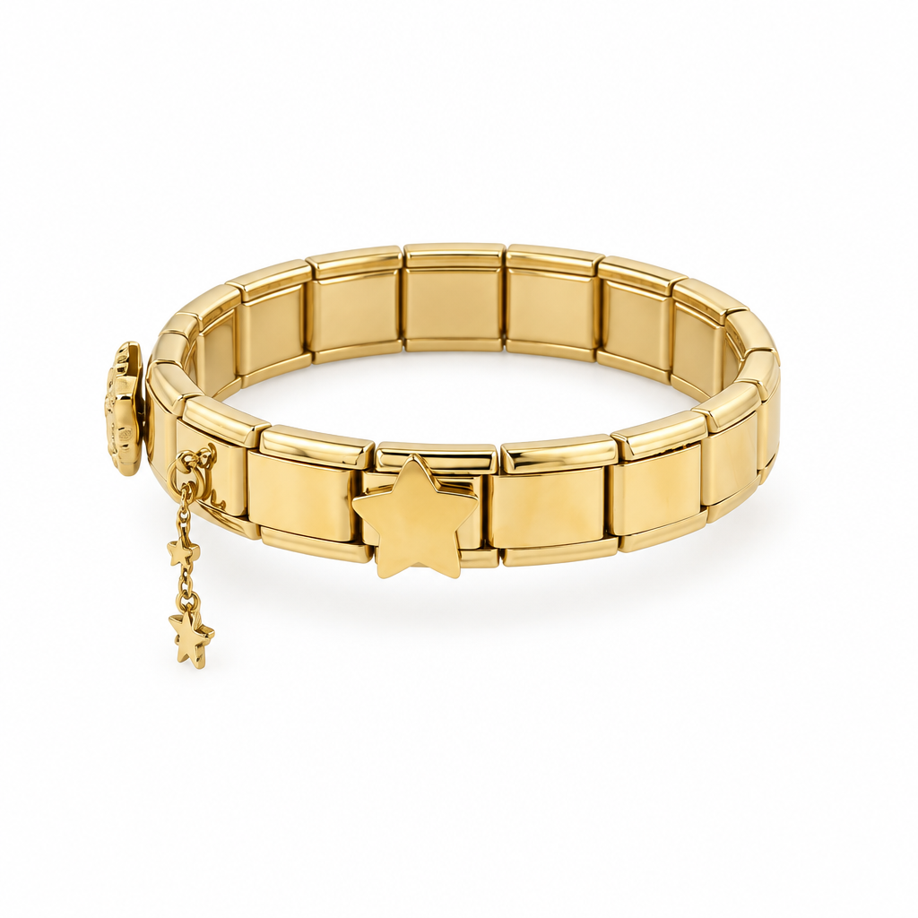Bracelet italien étoiles, vue de côté