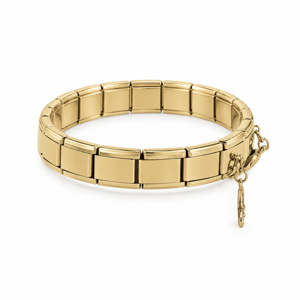 Bracelet italien médaille nacrée, vue de côté