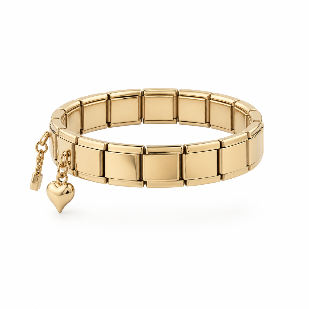 Bracelet italien fleur émaillée, vue de côté