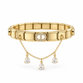Bracelet italien maillon strass et gouttes, vue de face