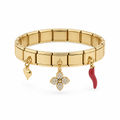 Bracelet italien fleur strass et piment, vue de face