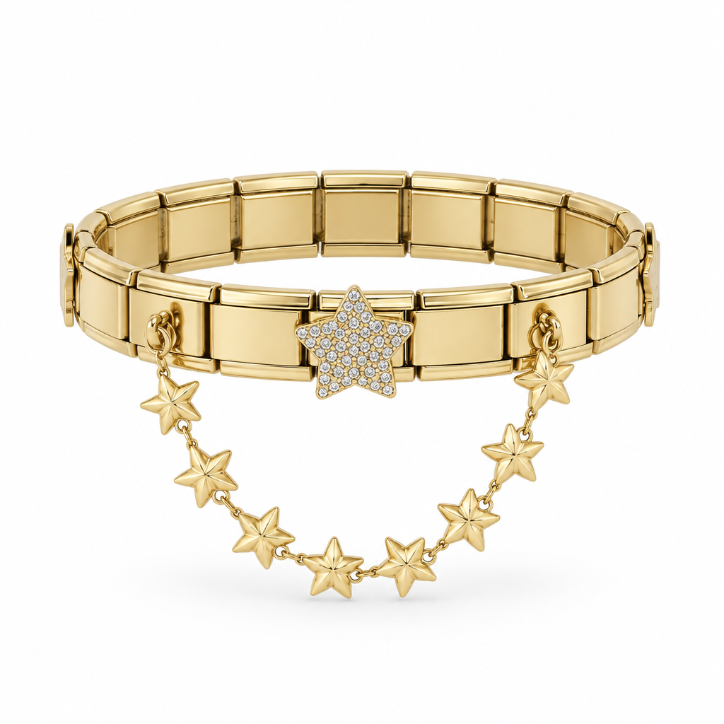 Bracelet italien étoiles, vue de face