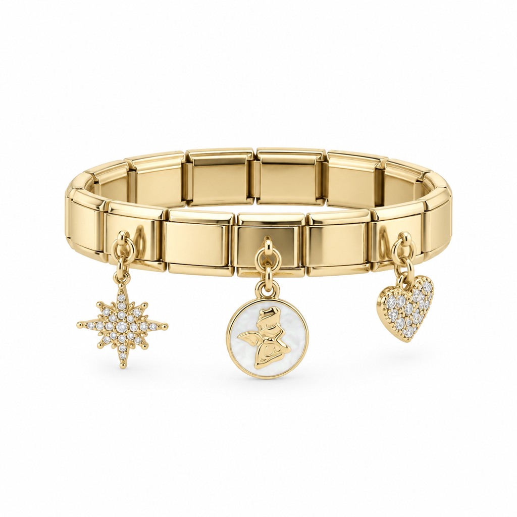 Bracelet italien médaille nacrée, vue de face