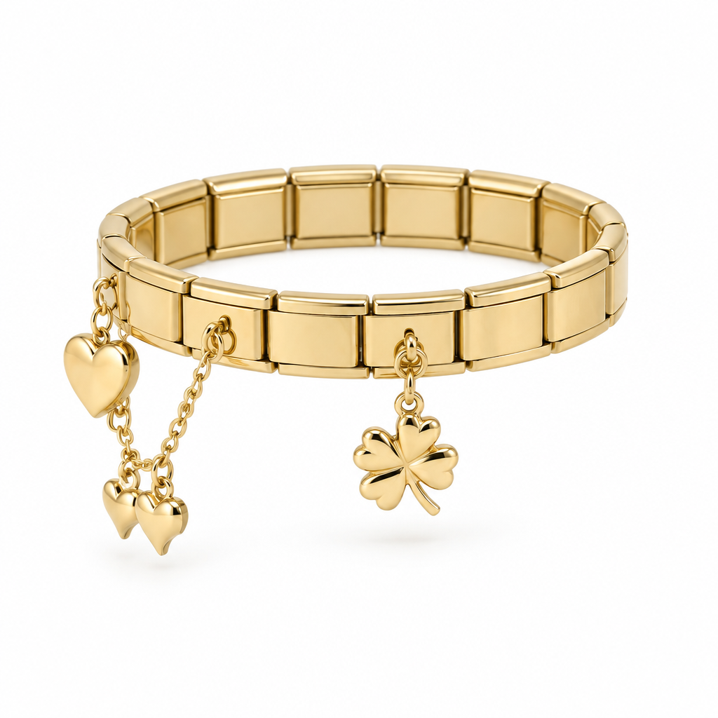 Bracelet italien cœurs, vue de côté