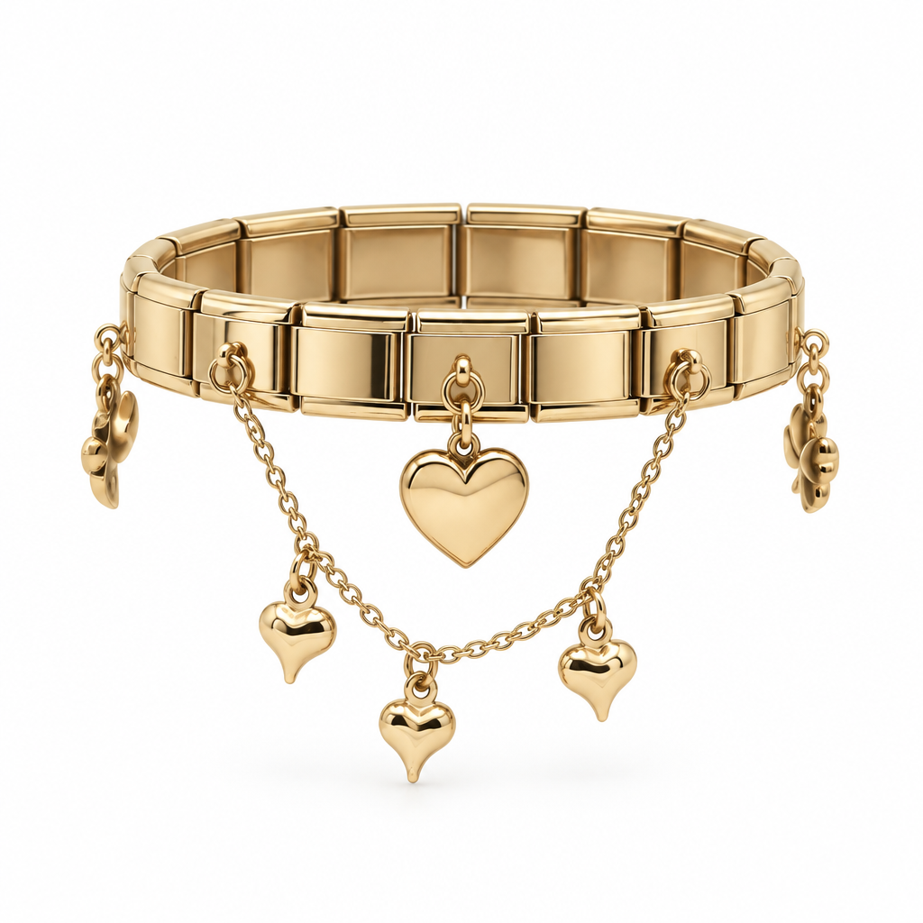 Bracelet italien cœurs, vue de face