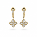Boucles d'oreilles pendantes fleur cristal, vue de face